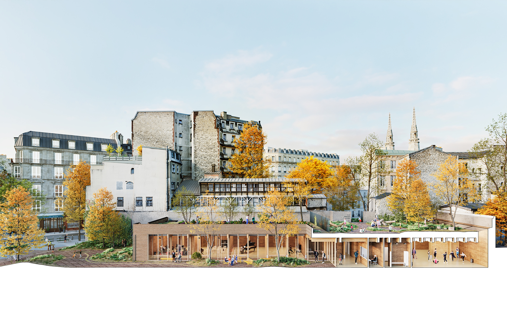 Construction of a cultural centre, rue des Rigoles construction-equipement-culturel-rue-rigoles-paris-02